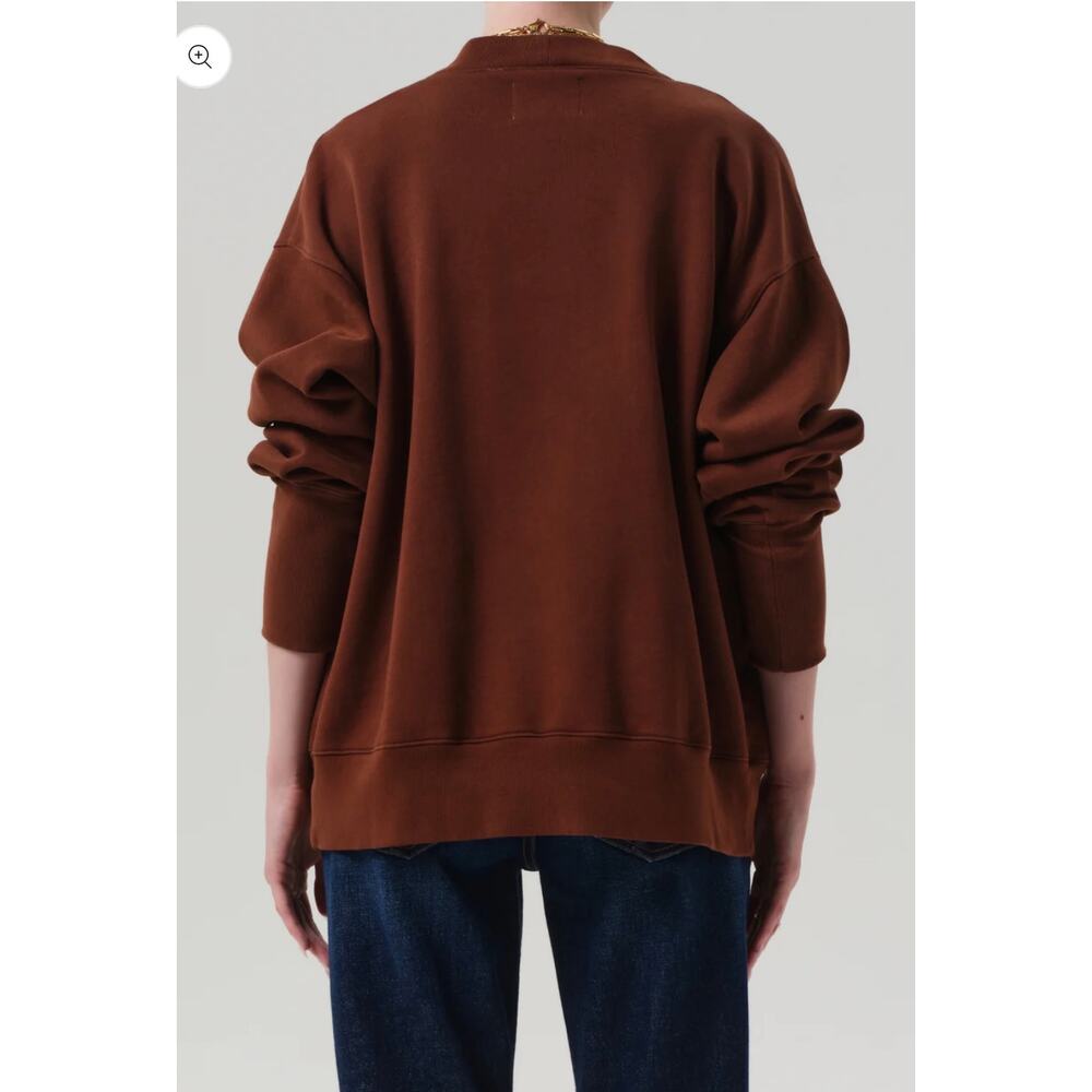 Citizens of humanity Fleece Cardigan In Chai Brown Size Small Oversized Comfort - Picture 2 of 14